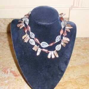 G. Spinelli Rutilated Quartz, Crystal and Freshwater Pearl Necklace
